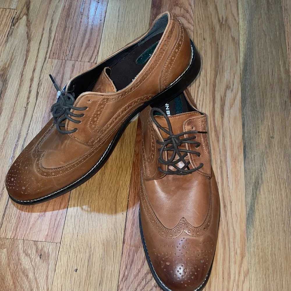 NEW ! Nunn Bush Men's Nelson Wingtip Oxfords dress shoes Cognac  12 M